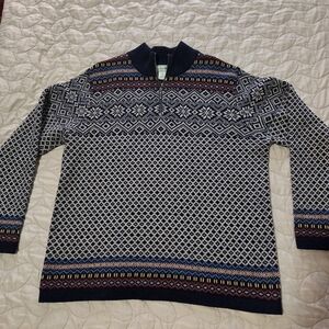 LL Bean Sweater Mens L-Reg  100% Lambswool Quarter Zip 0 BHT8